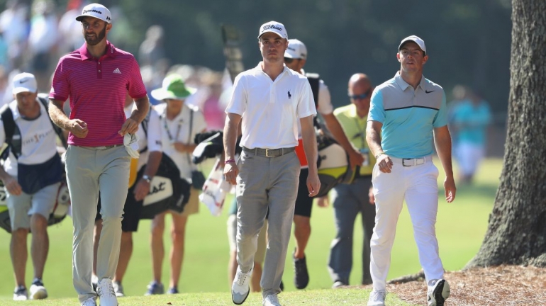 Dustin Johnson, Justin Thomas a Rory McIlroy