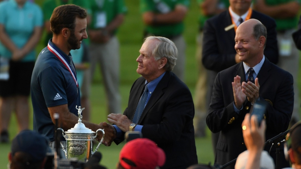 Dustin Johnson, Jack Nicklaus a Mike Davis