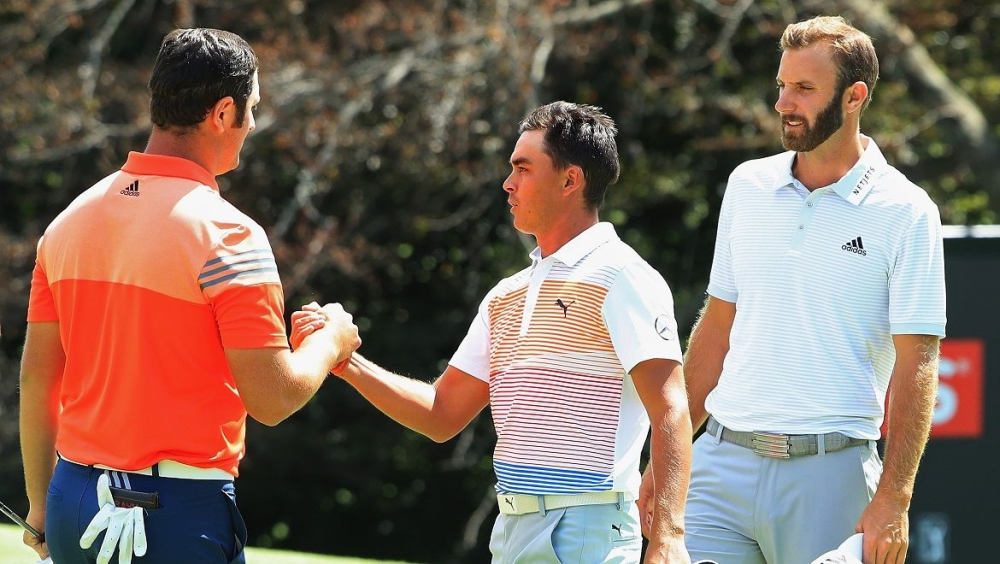 Rickie Fowler, Dustin Johnson a Jon Rahm