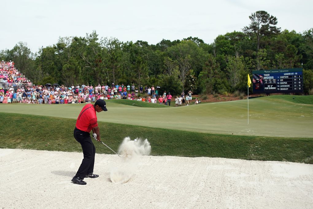 Tiger Woods během finálového kola The Players 2018.
