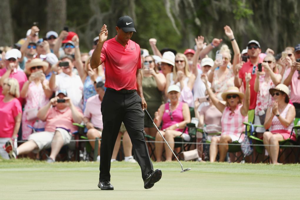 Tiger Woods během finálového kola The Players 2018.