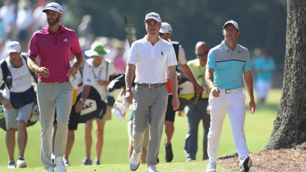 Dustin Johnson, Justin Thomas a Rory McIlroy